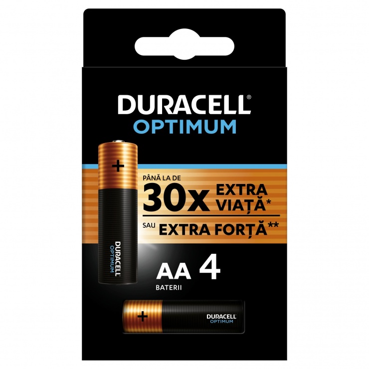 Set 4 baterii alcaline aa duracell optim